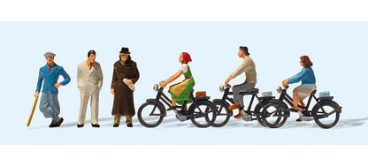 Preiser 12484 HO Scale Passers-By and Cyclists 1936 3 Standing and 3