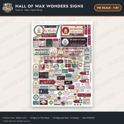 Alpine Railworks 31155HO HO Scale Roadside Signs - Wax Museum