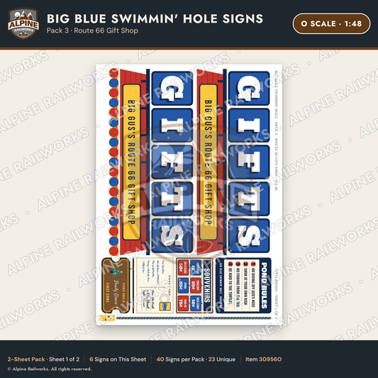 Alpine Railworks 30956O O Scale Roadside Attraction Signs - Blue Whale