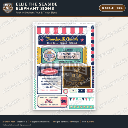 Alpine Railworks 30816G G Scale Roadside Signs - Elephant Building