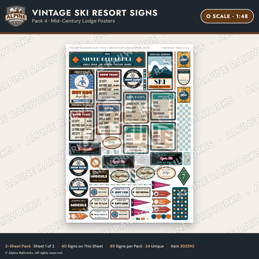 Alpine Railworks 30251O O Scale Vintage Ski Resort Signs