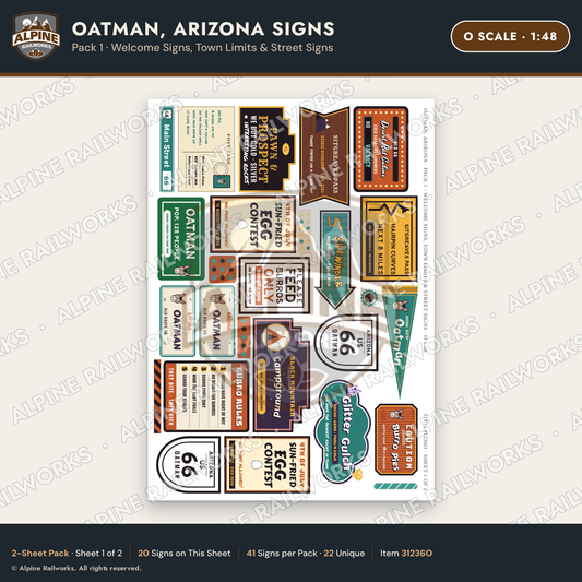 Alpine Railworks 31236O O Scale Oatman AZ Signs - Welcome Signs