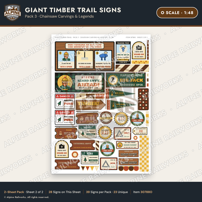 Alpine Railworks 30788O O Scale Roadside Signs - Lumberjack Redwoods