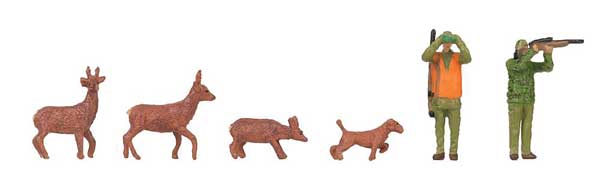 Faller 151702 HO Scale 2 Hunters and 4 Deer