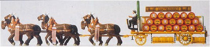 Preiser 30438 HO Scale Horse-Drawn Wagon Beer Wagon w/Horses