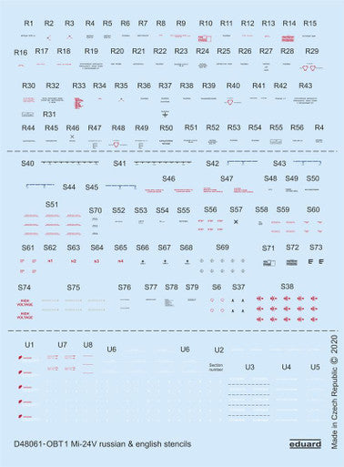 Eduard D48061 1/48 Mi-24V Stencils Russian & English for ZVEZDA