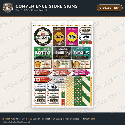 Alpine Railworks 30500G G Scale Convenience Store Signs