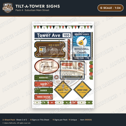 Alpine Railworks 31053G G Scale Roadside Signs - Leaning Tower