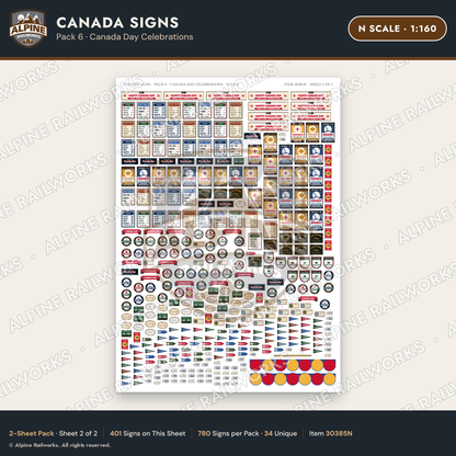 Alpine Railworks 30385N N Scale Canada Signs - Canada Day Celebrations
