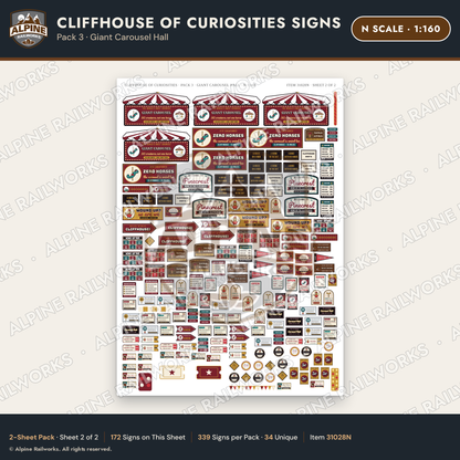 Alpine Railworks 31028N N Scale Roadside Signs - Curiosity House