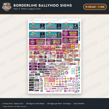 Alpine Railworks 30544N N Scale Roadside Signs - Border Tourist Stop