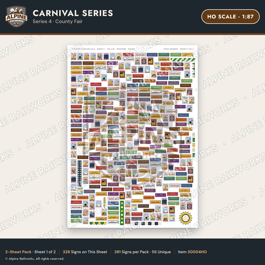 Alpine Railworks 30004HO HO Scale Carnival Signs - County Fair