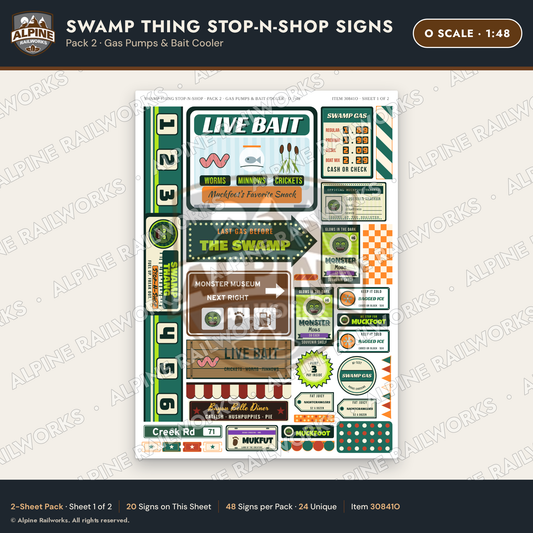 Alpine Railworks 30841O O Scale Roadside Signs - Swamp Monster Store