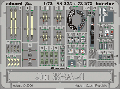Eduard SS275 1/72 Ju 88A-4 Interior for HASEGAWA