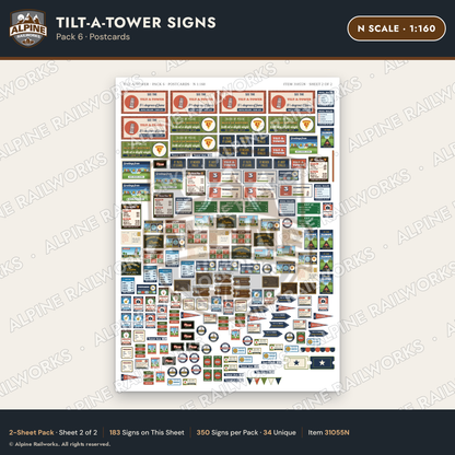 Alpine Railworks 31055N N Scale Roadside Signs - Leaning Tower
