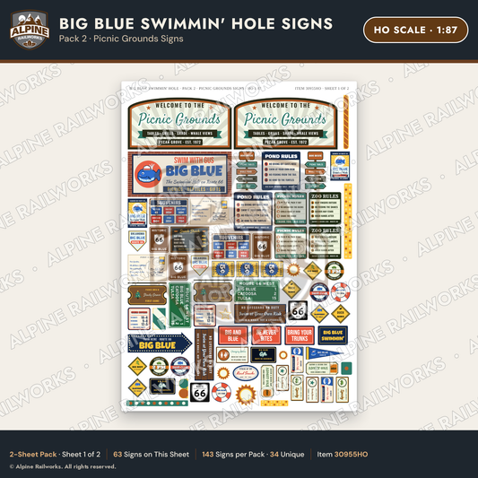 Alpine Railworks 30955HO HO Scale Roadside Signs - Blue Whale