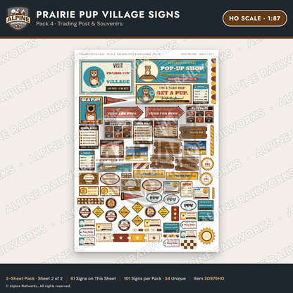 Alpine Railworks 30975HO HO Scale Roadside Signs - Prairie Dog Town