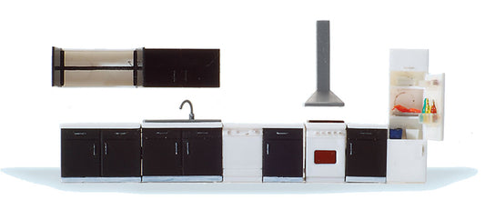 Preiser 17707 HO Scale Kitchen Furniture Set pkg(9)
