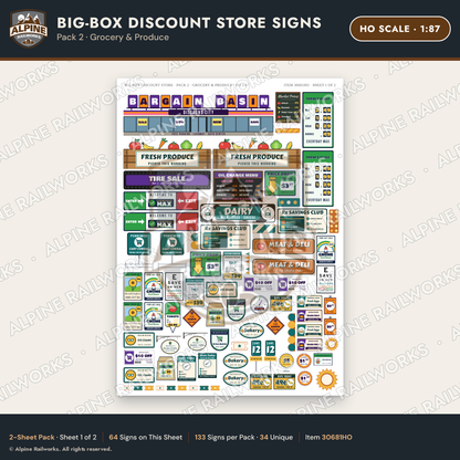 Alpine Railworks 30681HO HO Scale Big-Box Discount Store Signs