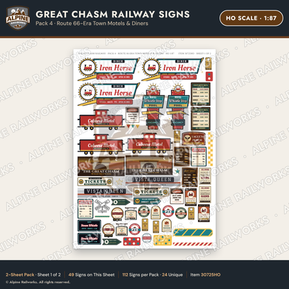 Alpine Railworks 30725HO HO Scale Tourist Signs - Canyon Railway