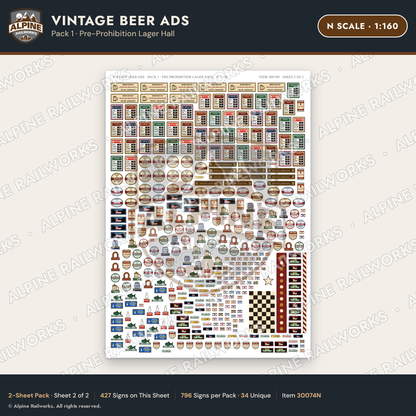 Alpine Railworks 30074N N Scale Vintage Beer Ads