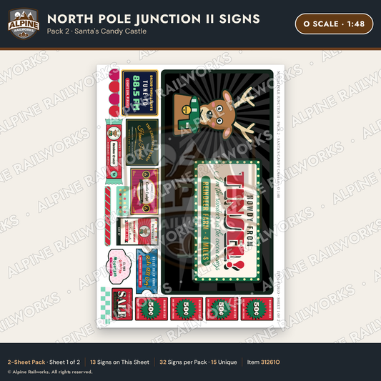 Alpine Railworks 31261O O Scale Christmas Town Signs - Candy Castle
