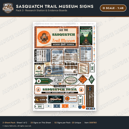 Alpine Railworks 30878O O Scale Roadside Signs - Bigfoot Museum