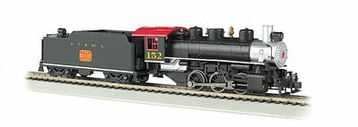 Bachmann 50616 HO Scale USRA 0-6-0 w/Short-Haul Tender & Smoke - Standard DC -- Nashville, Chattanooga & St. Louis #152 (black, silver, red)