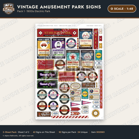 Alpine Railworks 30206O O Scale Vintage Amusement Park Signs