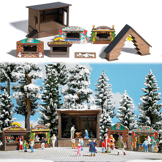 Busch 1183 HO Scale Romantic Christmas Market -- Kit
