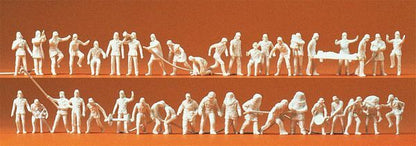 Preiser 16329 HO Scale Unpainted Figure Set Firemen w/Accessories