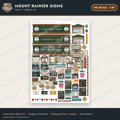 Alpine Railworks 30735HO HO Scale Tourist Signs - Mount Rainier