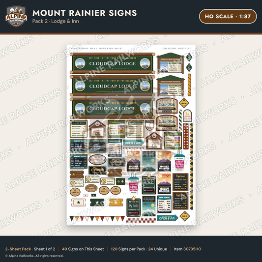 Alpine Railworks 30735HO HO Scale Tourist Signs - Mount Rainier