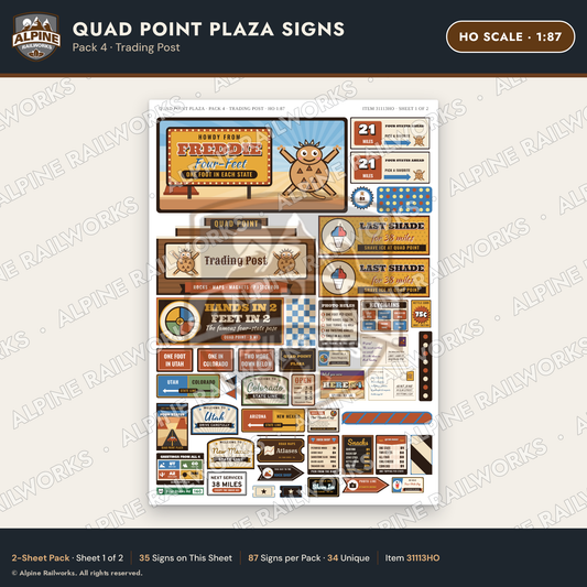 Alpine Railworks 31113HO HO Scale Roadside Signs - Four Corners