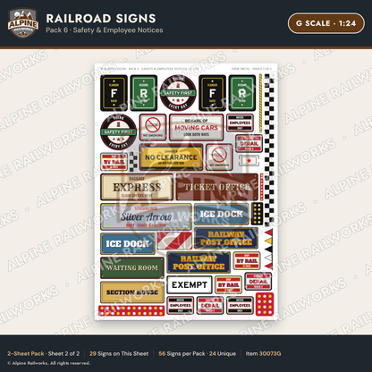 Alpine Railworks 30073G G Scale Railroad Signs - Safety