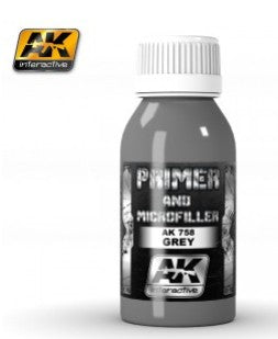 AK Interactive 758 Grey Primer & Microfiller 100ml Bottle