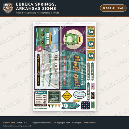 Alpine Railworks 31348O O Scale Eureka Springs Signs - Attractions