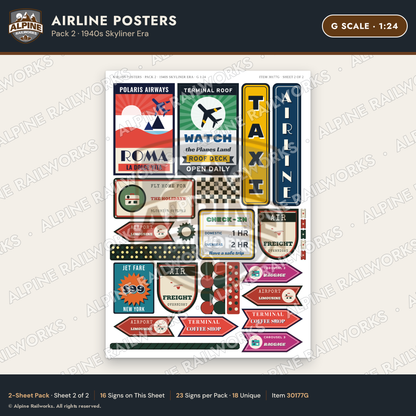 Alpine Railworks 30177G G Scale Airline Posters - 1940s Skyliner Era