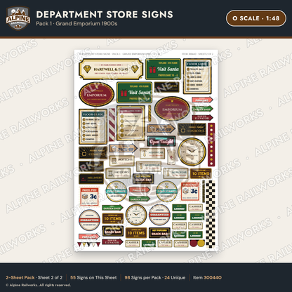 Alpine Railworks 30044O O Scale Department Store Signs