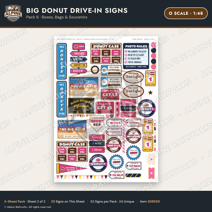 Alpine Railworks 30953O O Scale Roadside Signs - Giant Donut Shop