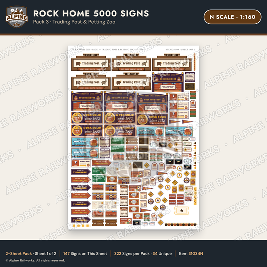 Alpine Railworks 31034N N Scale Roadside Signs - Cliff Rock House
