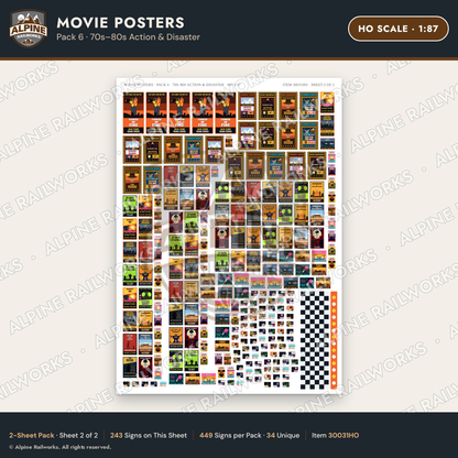 Alpine Railworks 30031HO HO Scale Movie Posters - 70s-80s Action