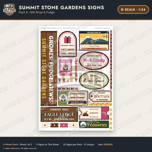 Alpine Railworks 30558G G Scale Roadside Signs - Rock Garden