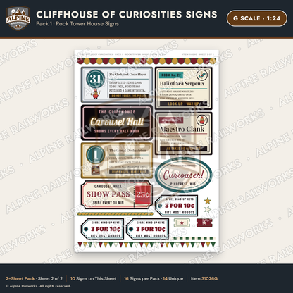 Alpine Railworks 31026G G Scale Roadside Signs - Curiosity House