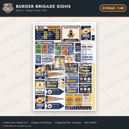 Alpine Railworks 30655O O Scale Fast Food Signs - Burgers