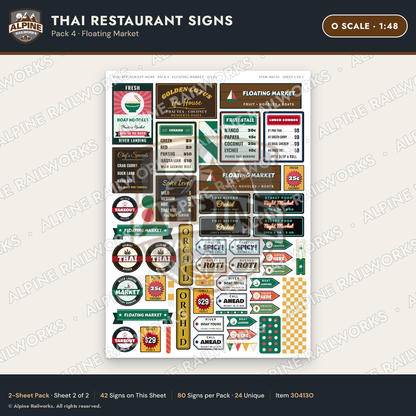Alpine Railworks 30413O O Scale Thai Restaurant Signs
