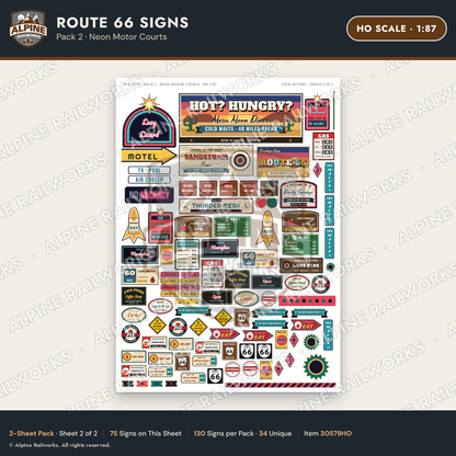Alpine Railworks 30579HO HO Scale Route 66 Highway Signs