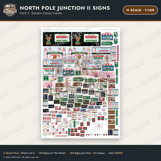 Alpine Railworks 31261N N Scale Christmas Town Signs - Candy Castle