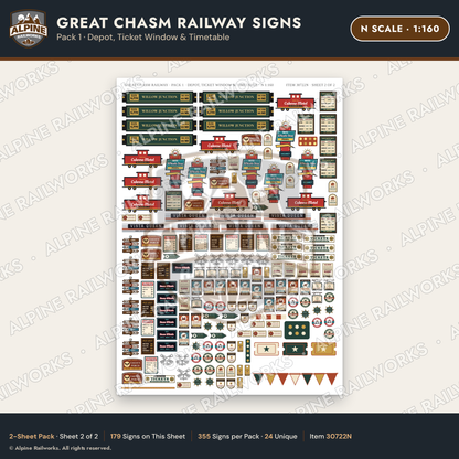Alpine Railworks 30722N N Scale Tourist Signs - Canyon Railway - Depot