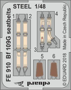 Eduard FE910 1/48 Bf 109G Seatbelts Steel for Eduard